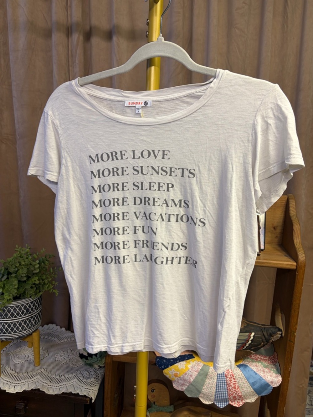 Sundry White Short-Sleeve Tee with Gray Motivational Text